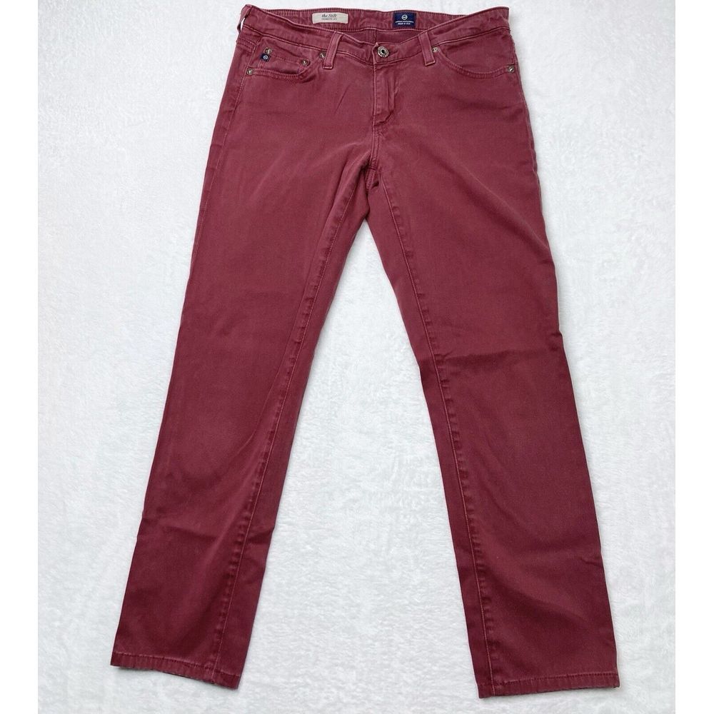 AG Adriano Goldschmied Jeans Womens 28R Maroon Red The Stilt Cigarette Pants